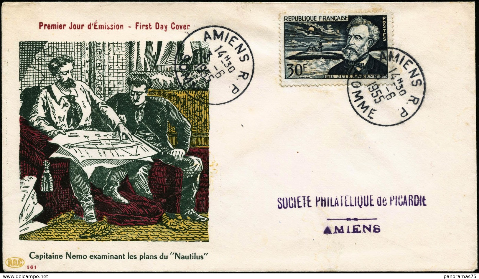 PJ N°1026 30F Jules Verne S/env 1er Jour Amiens 3/6/55 - TB - Sonstige & Ohne Zuordnung
