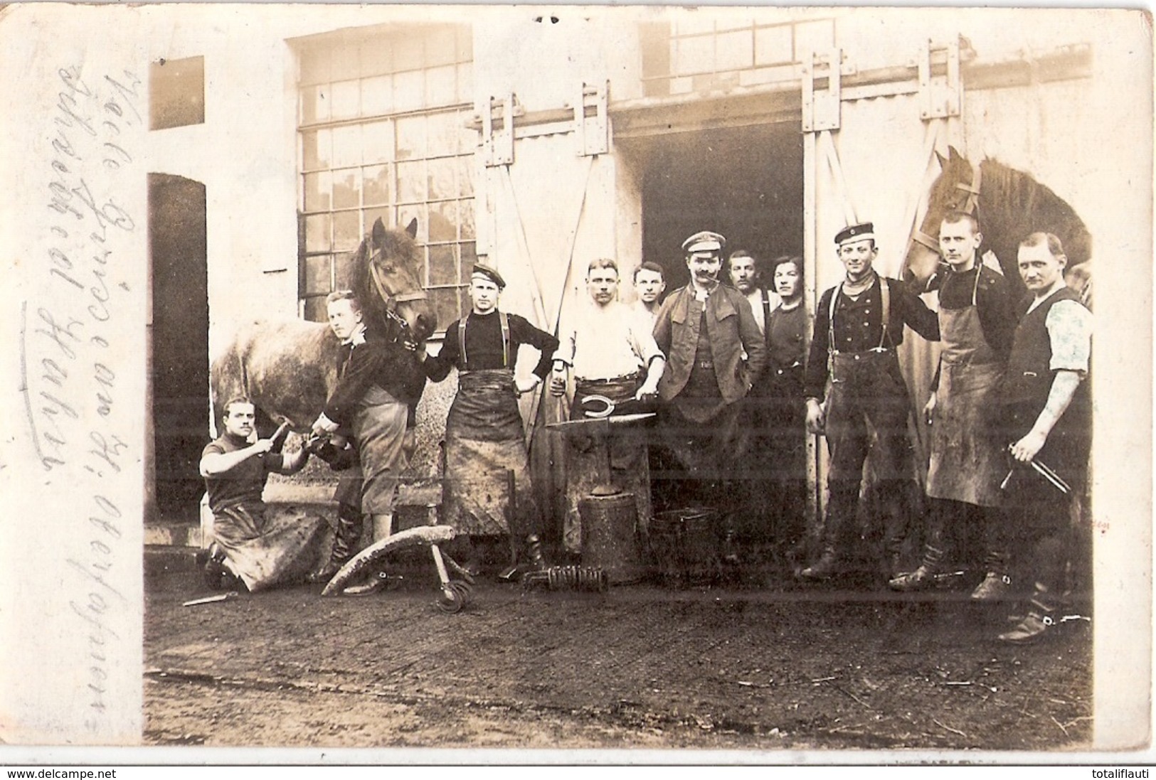 STRAUBING 25.2.1917 Datiert 7. Chevaulegers Regiment Eskadron Schmiede Hufbeschlag Original Private Fotokarte Der Zeit - Straubing