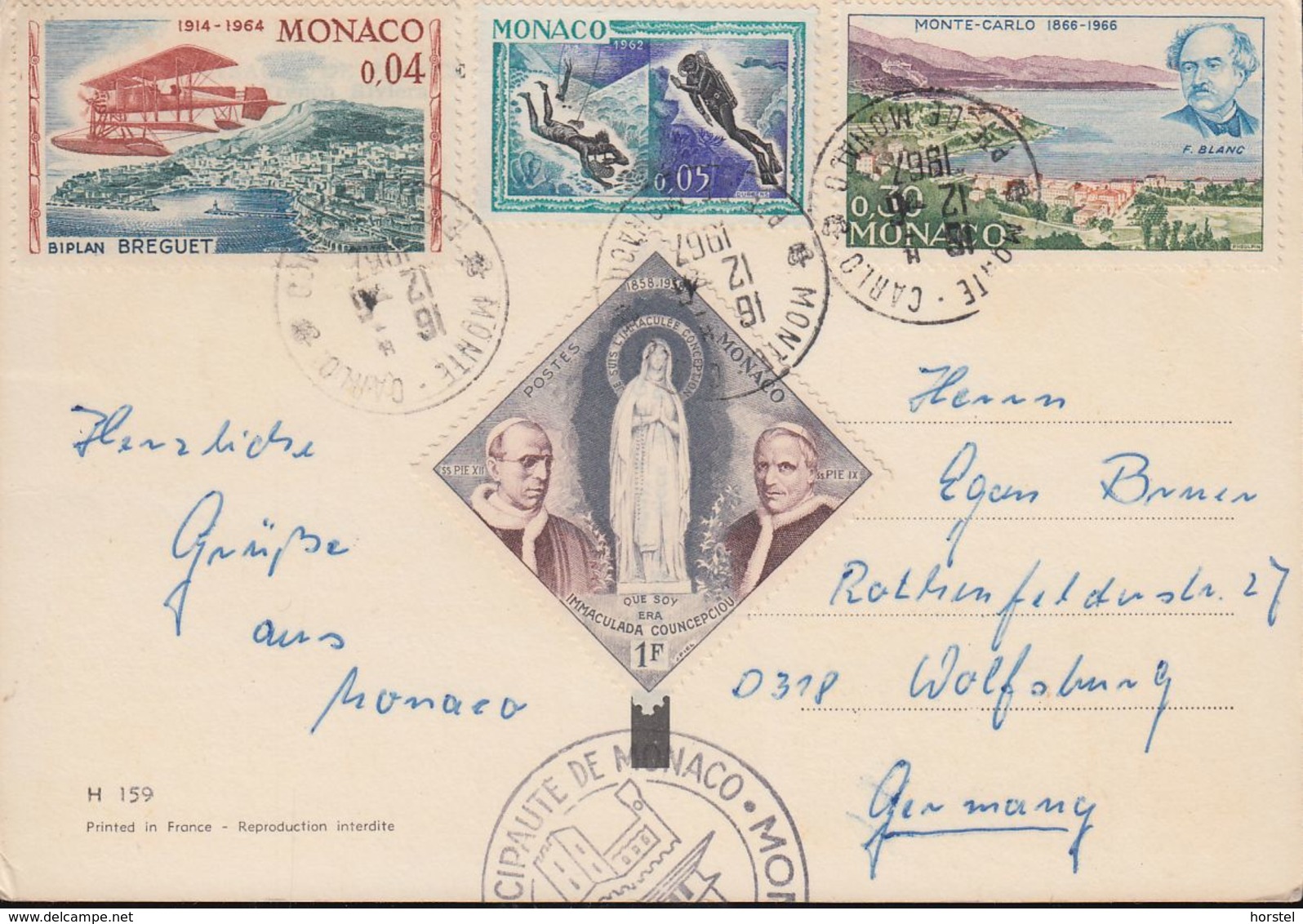 Monaco - Ansichten - Pictures - 4x Nice Stamps (1967) Papst - Taucher - Mehransichten, Panoramakarten