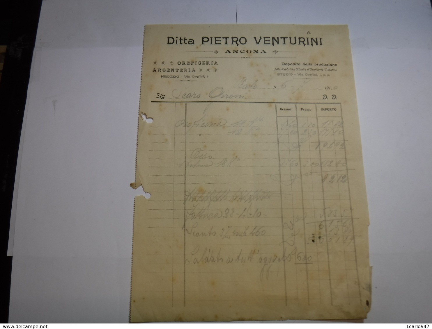 ANCONA -- DITTA PIETRO VENTURINI -- OREFICERIA - Italie