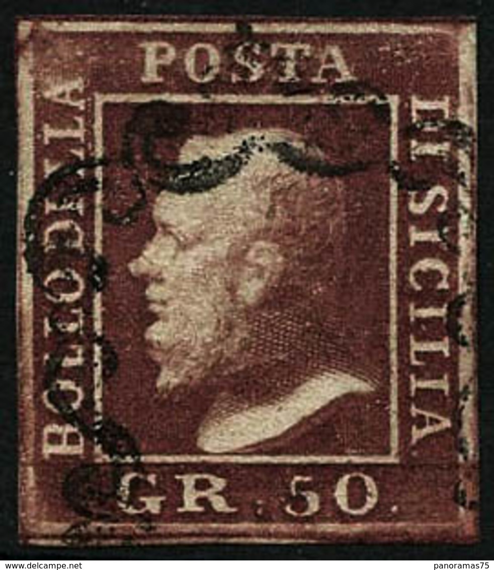Oblit. N°24 50g Brun-rouge - TB - Sicile