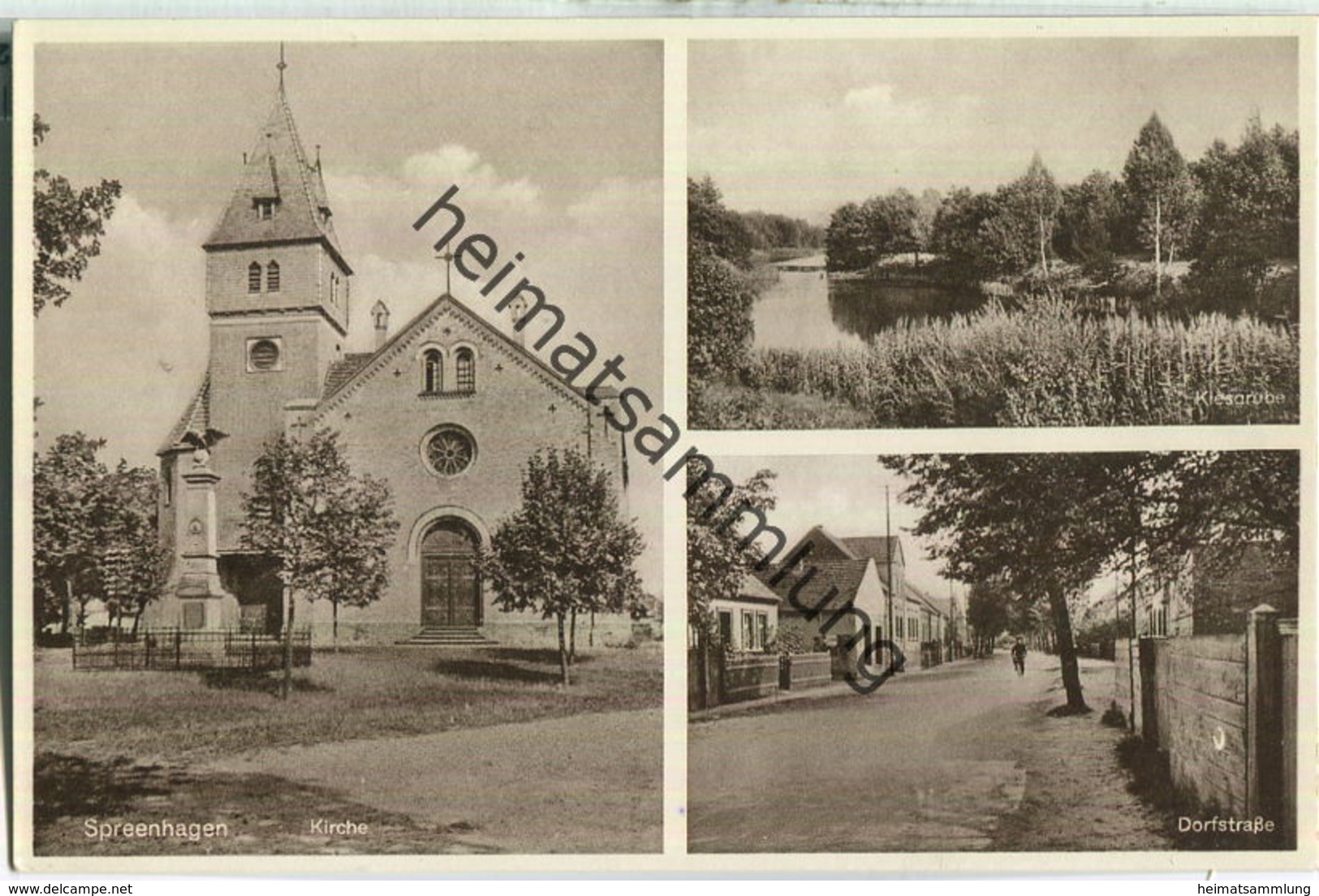 Spreenhagen - Kirche - Dorfstrasse - Verlag Wilhelm Winter - Postkarte 30er Jahre - Spreenhagen