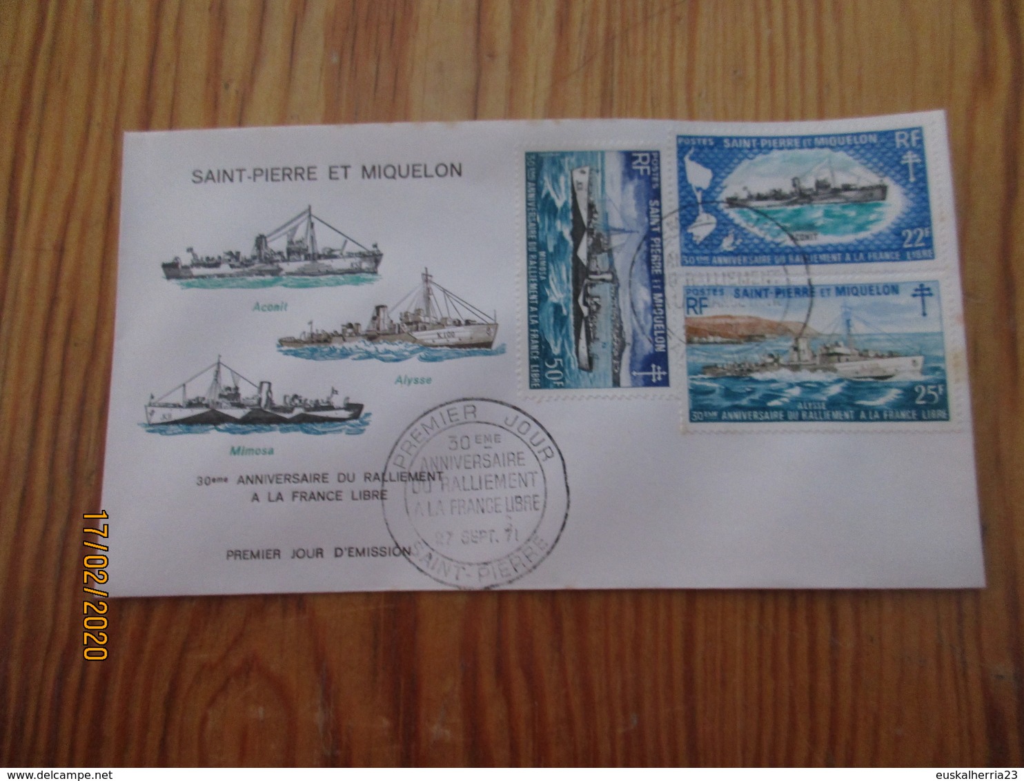 Enveloppe 1er Jour Saint-Pierre Et Miquelon 30ème Anniversaire Du Ralliement à La France Libre 1971 - FDC