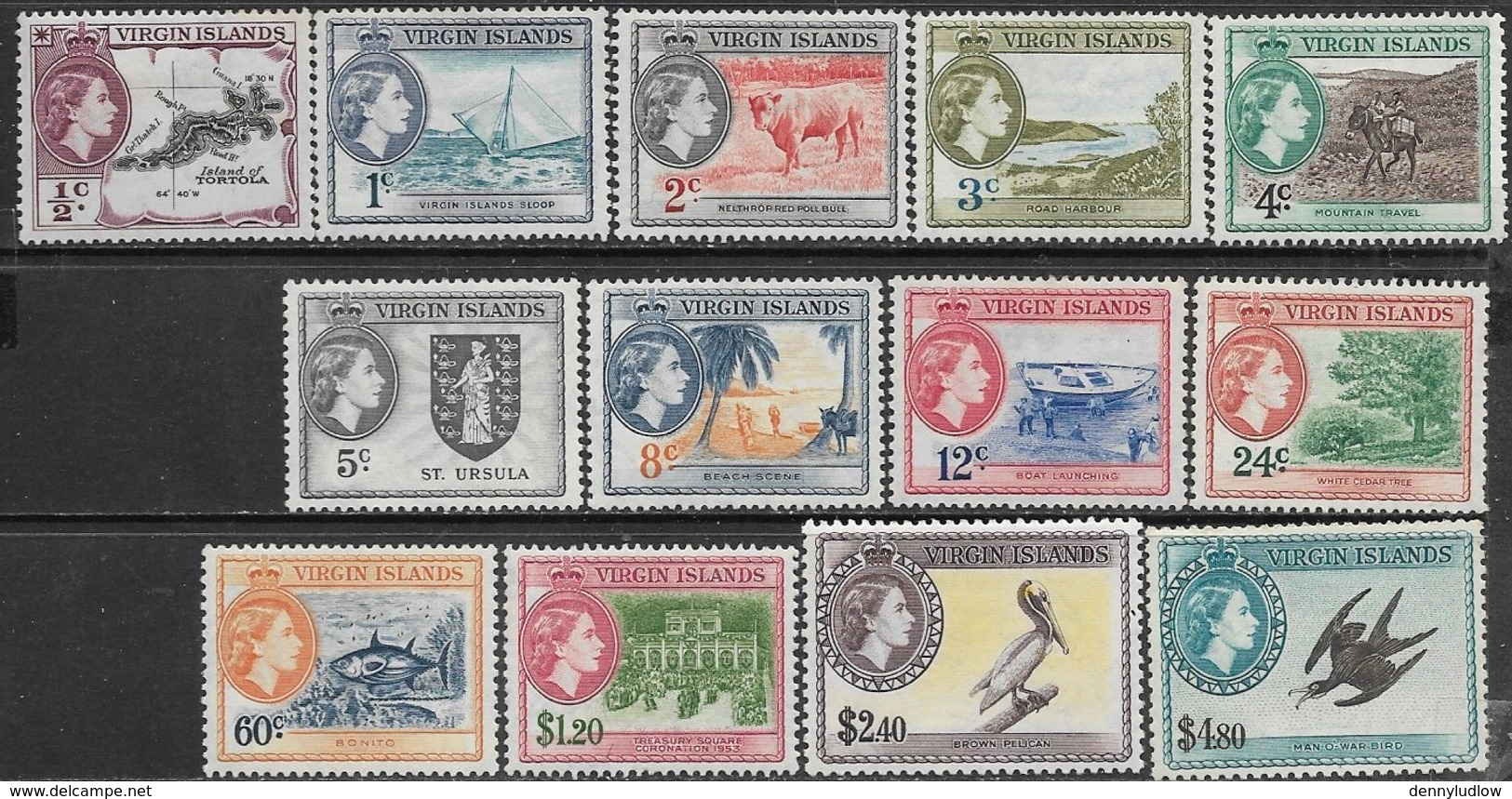 Virgin Islands 1956   Sc#115-27  Set  Of 13  MLH   2018 Scott Value $98.85 - British Virgin Islands