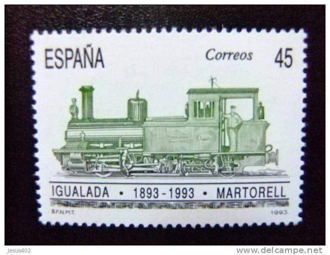 ESPAÑA 1993 CENTENARIO DEL FERROCARIL IGUALADA MARTORELL Edifil 3265 ** Yvert 2857 ** MNH - Trains