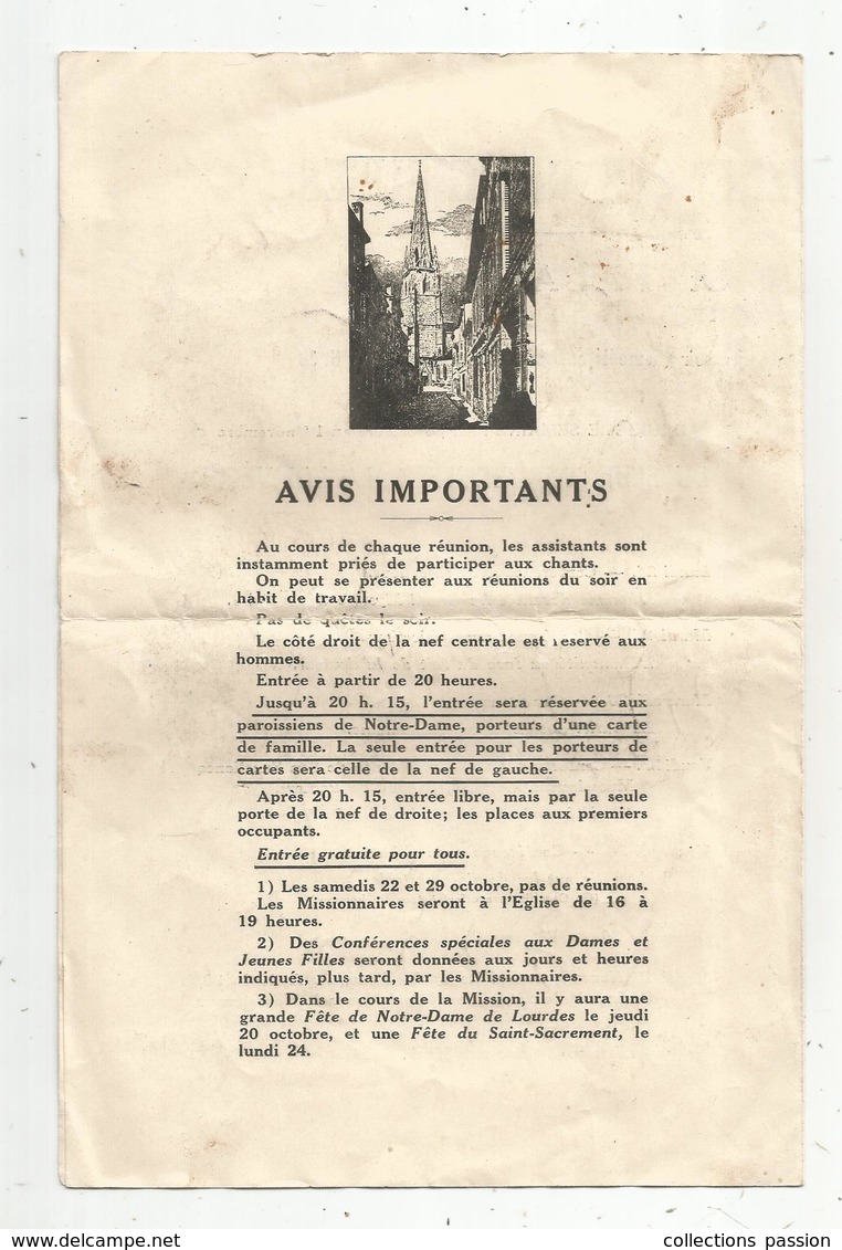 Programme, Paroisse Notre Dame De NIORT , Conférences Religieuses ,1938,3 Scans , 4 Pages ,  Frais Fr 1.95 E - Programme