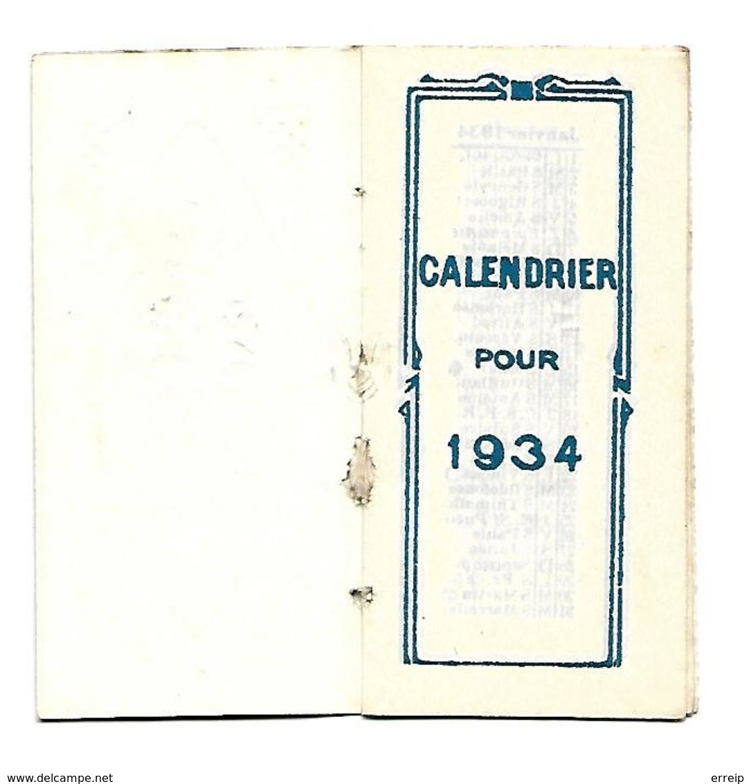 Musson Mini Calendrier Publicitaire 1934 Dim 8cm/4cm H.Etienne-Gillet Confiserie Mercerie Papeterie......... - Musson