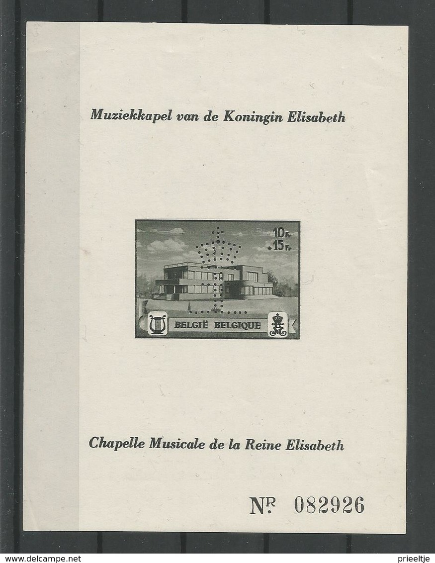 Belgium 1941 Chapelle Musicale De La Reine Elisabeth S/S Perforatie OCB PR 48 ** - 1924-1960