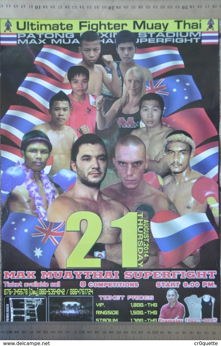 AFFICHE  THAILANDAISE De COMBAT MUAY THAI   En AOÛT 2014 - Kampfsport