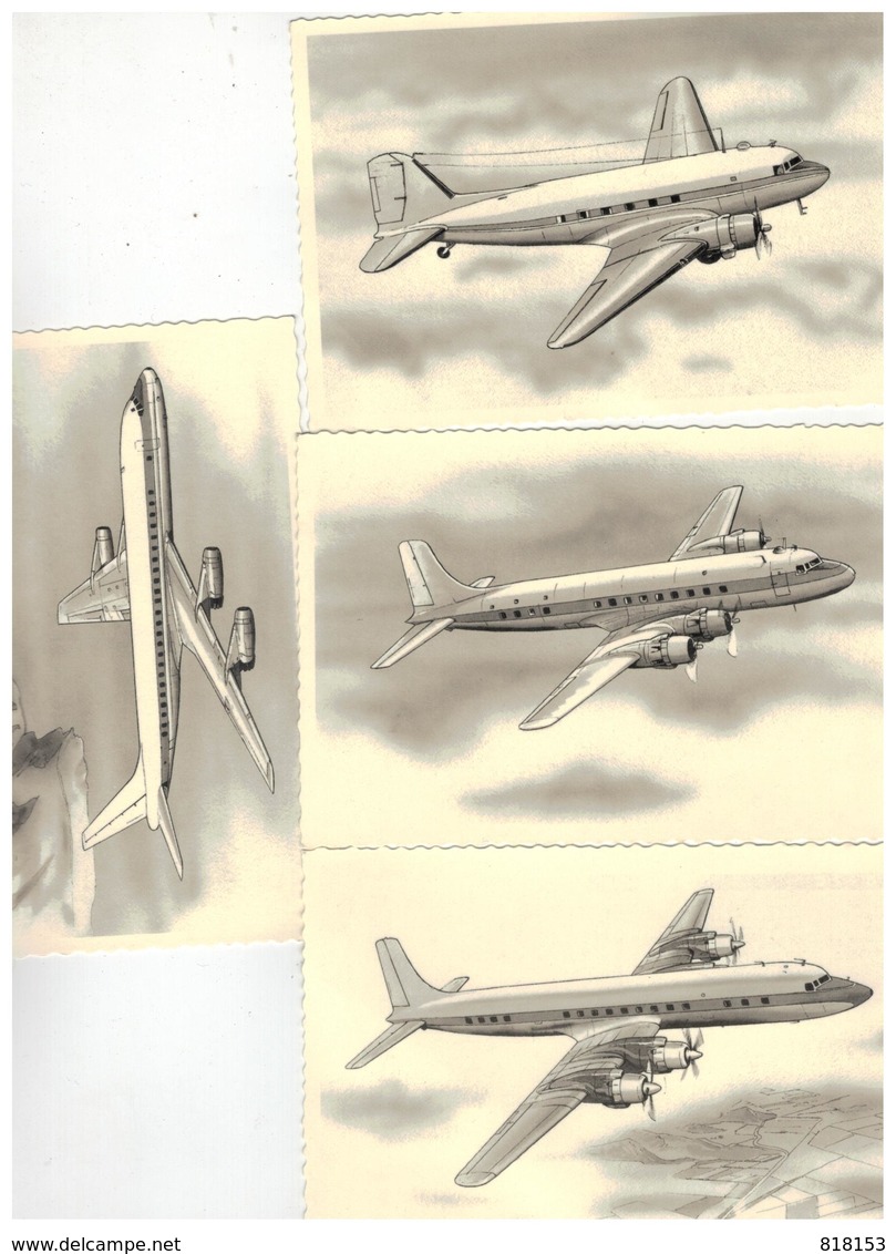 D C-3   DC-6   DC-7   DC-8    4 Postkaarten - 1946-....: Ere Moderne