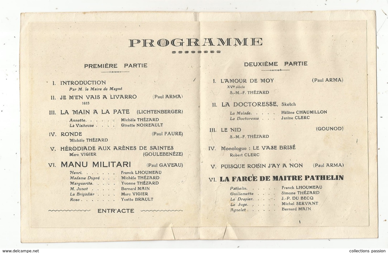 Programme, Fête De MAGNE ,Deux Sèvres ,13 Août 1944 ,au Profit Des Sinistrés Du Département , 3 Scans ,  Frais Fr 1.75 E - Programmes