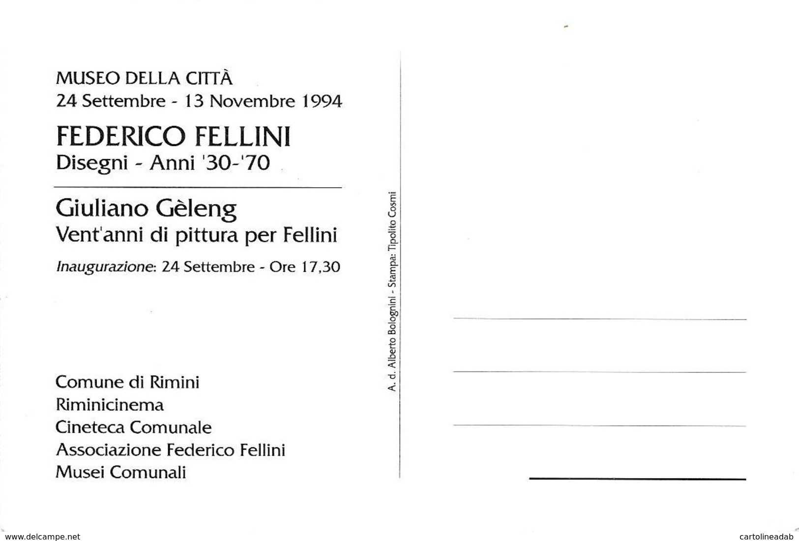 [MD4313] CPM - FEDERICO FELLINI - COMUNE DI RIMINI - PERFETTA - NV - Altri & Non Classificati