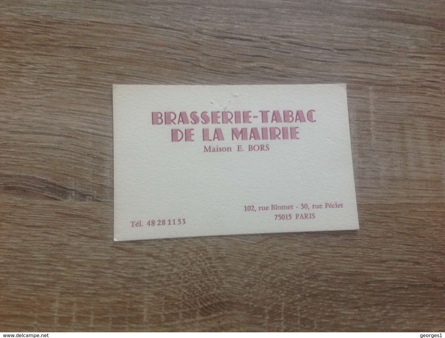 Ancienne Carte De Visite De Brasserie Tabac De La Mairie.  Paris 15eme - Visiting Cards