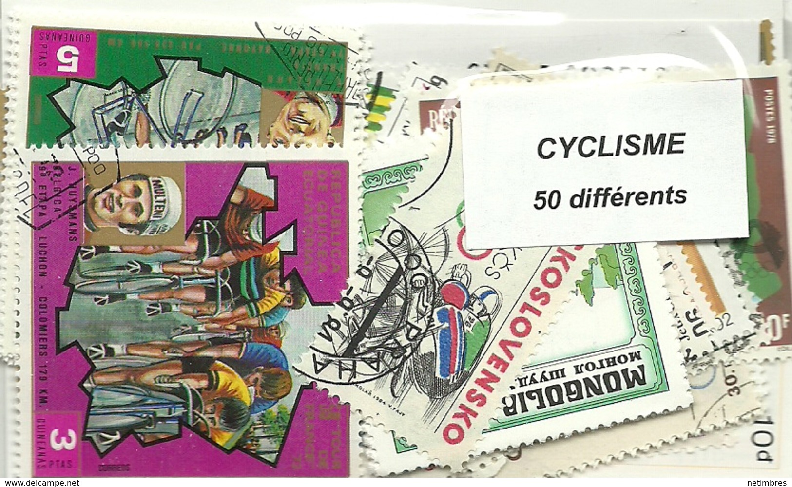 Lot De 50 Timbres Thematique " Cyclisme " - Wielrennen