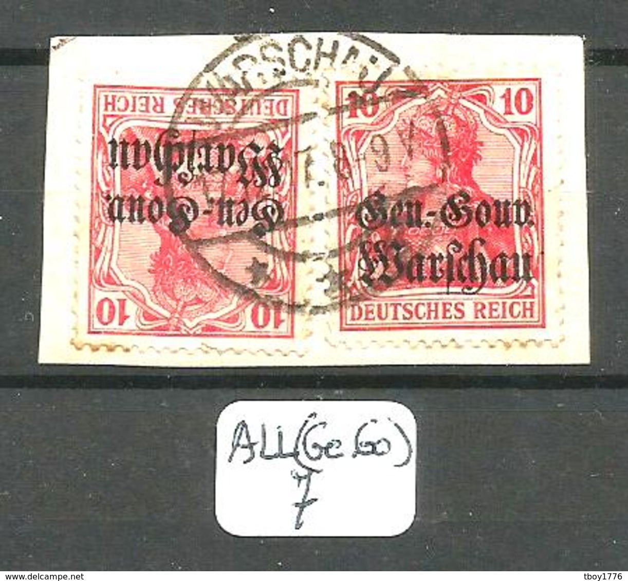 ALL(Ge.Go) Mi 10 YT 10 (x2) En Obl Sur Fragment - Occupation 1914-18