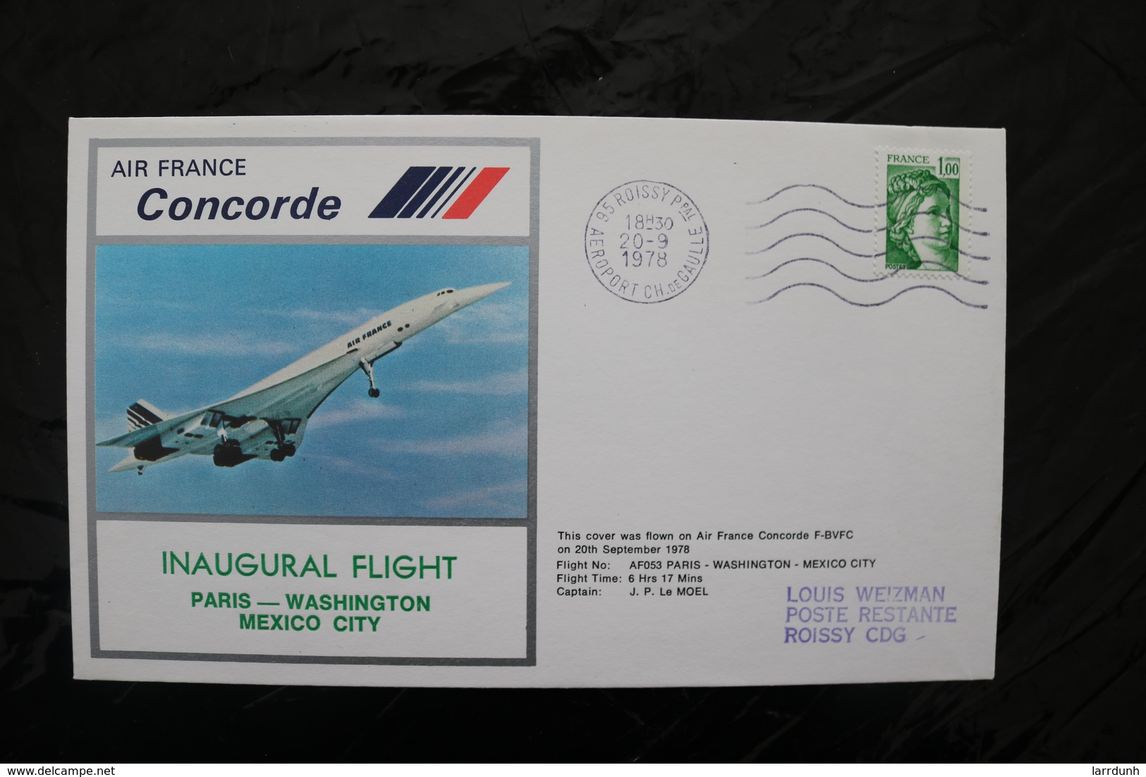 France  Paris Washington Mexico City Inaugural Flight Concorde Special Cancel 1978  A04s - Concorde