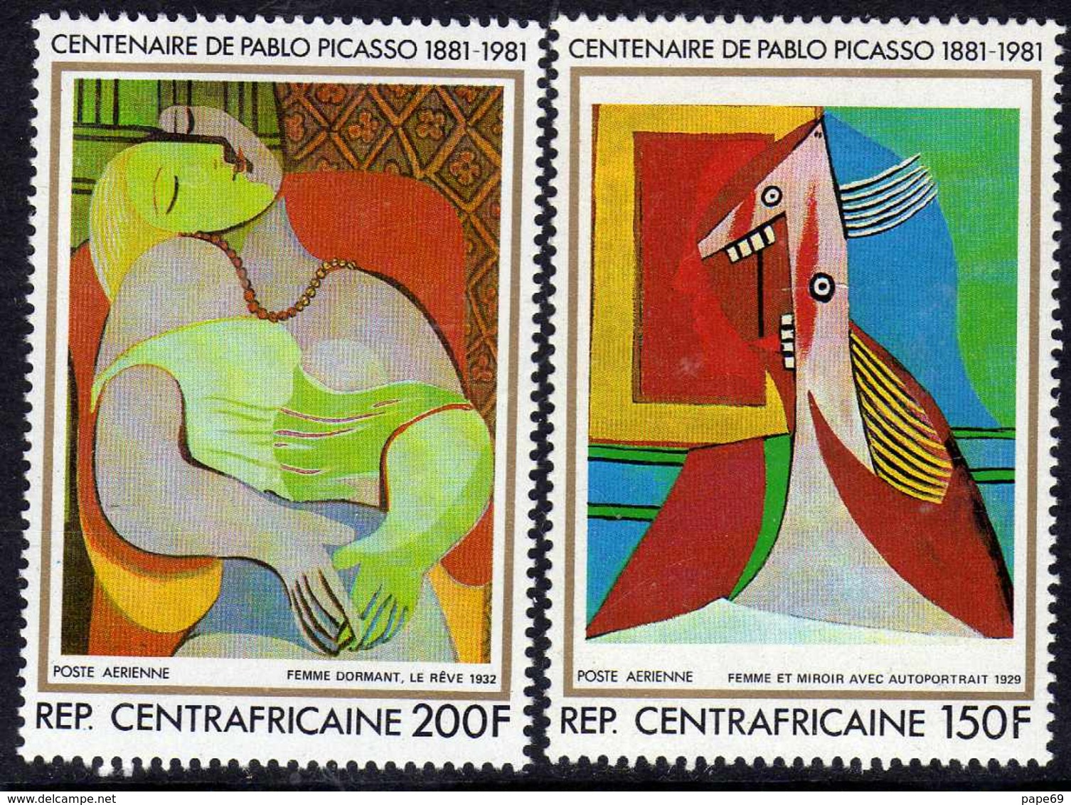 Centrafricaine P. A.  N° 246 / 47 XX 100ème Anniv. De La Naissance De Picasso, Les 2 Valeurs Sans Charnière, TB - Central African Republic