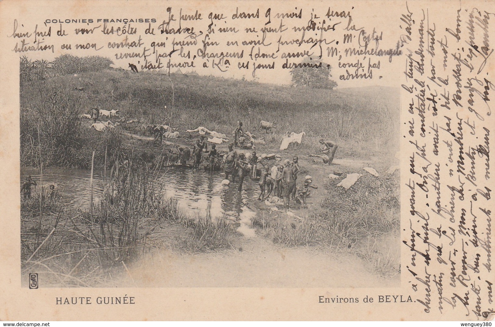 BEYLA     HAUTE GUINEE    Environs De BEYLA    "sechage Du Linge"  COLONIES FRANCAISES TB PLAN  1913   RARE - Guinée Française