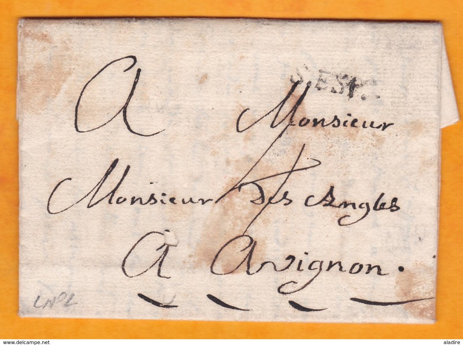 1774 - Marque Postale De Pont Saint Esprit, Gard Sur LAC Familiale De 2 Pages Vers Avignon, Vaucluse - 1701-1800: Precursors XVIII