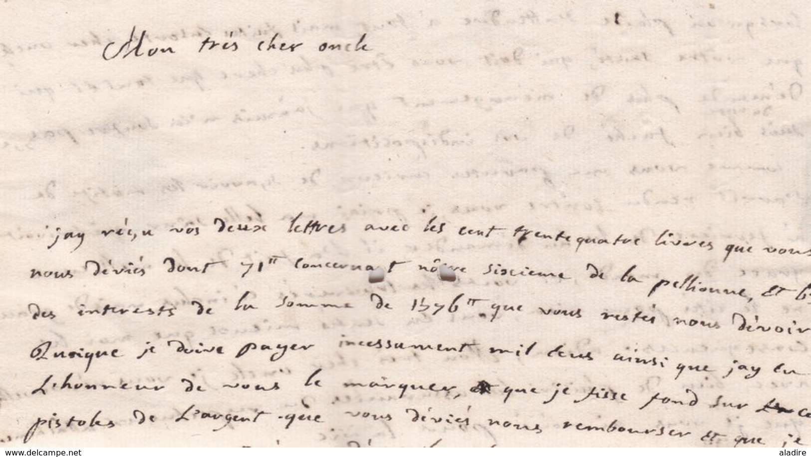 1774 - Marque Postale De Pont Saint Esprit, Gard Sur LAC Familiale De 2 Pages Vers Avignon, Vaucluse - 1701-1800: Précurseurs XVIII