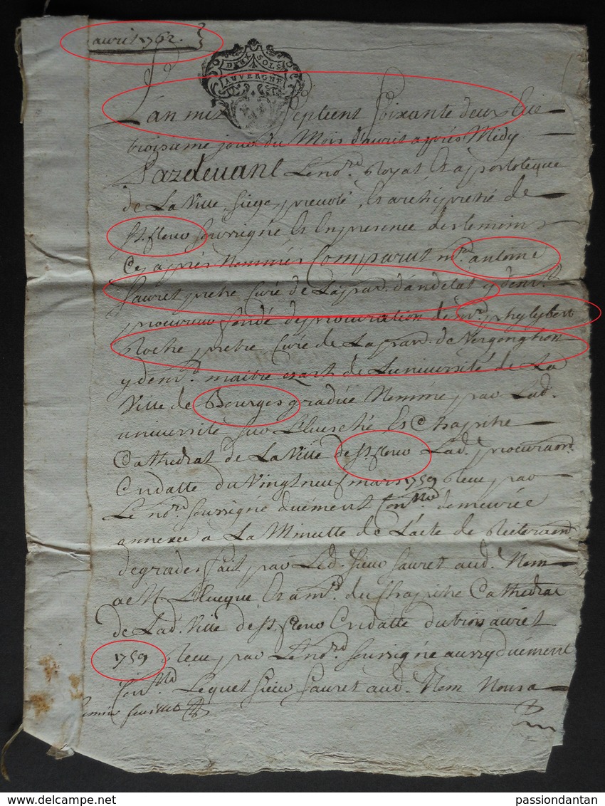 Manuscrit Du XVIIIe Siècle - Saint-Flour Et Bourges - Protagonistes, Les Curés Antoine Sauret Et Philibert Roche - Manuscrits