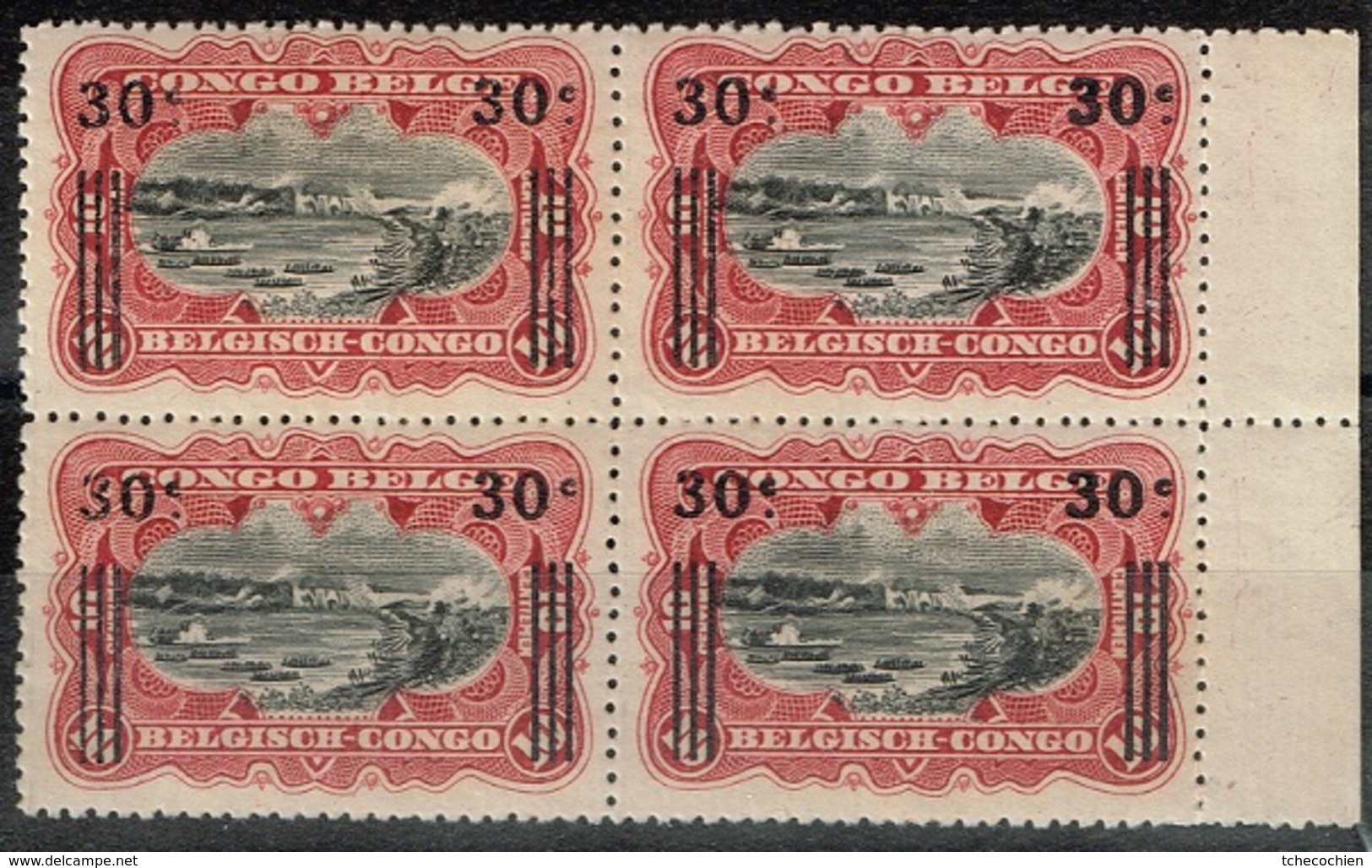 Congo Belge - 1921 - Y&T Bloc De 4 X N°89** Dont Variété . Sous C Absent - Neufs