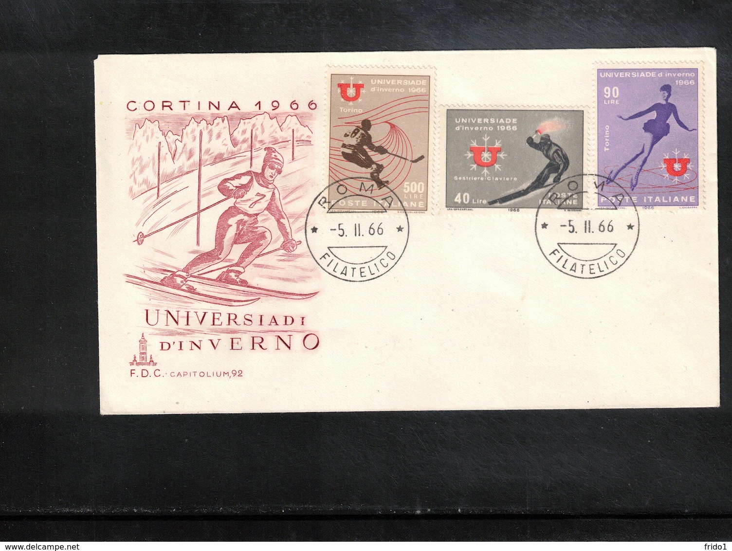 Italy / Italia 1966 Winter Olympiade FDC - Eishockey