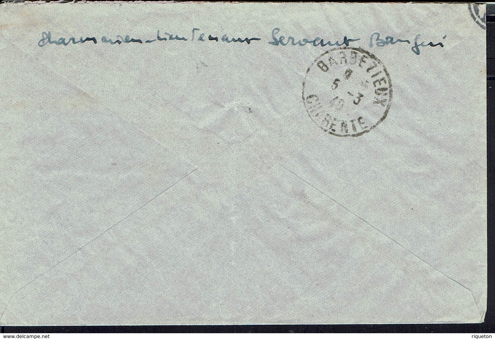 A.E.F. Enveloppe En F.M. Complément 3 F Paire N° 13, De Oubangui Chari Pour Barbezieux (Fr) 29 Février 1940 - B/TB - - Lettres & Documents