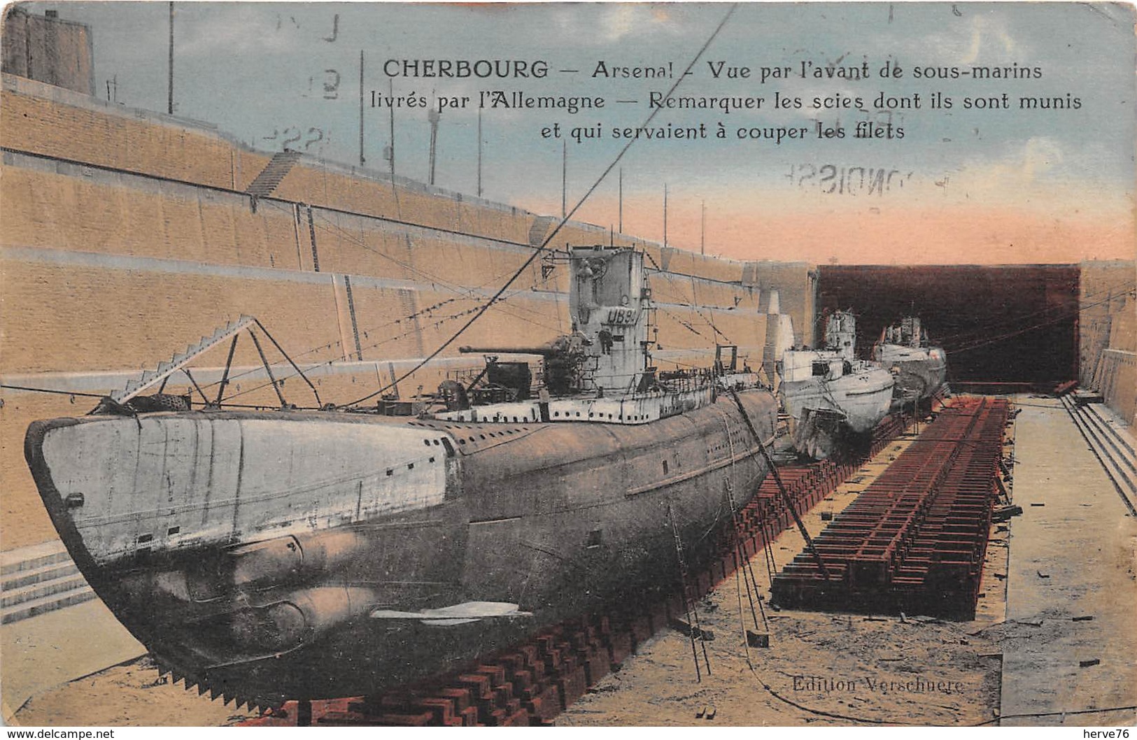 CHERBOURG - Arsenal - Vue Par L'avant De Sous-marins Livrés Par L'Allemagne - Cherbourg