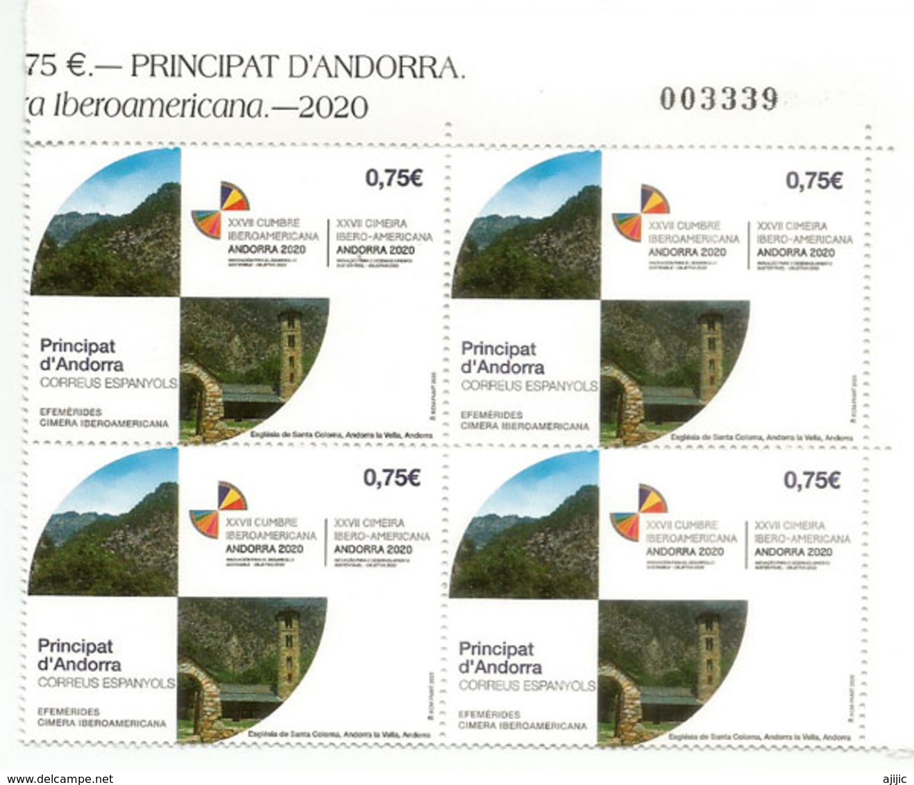 Ibero-American Summit Of Chiefs & Heads Of State & Government In 2020 In Andorra. Bloc De 4 Neufs ** 2020.AND.ESP - Unused Stamps