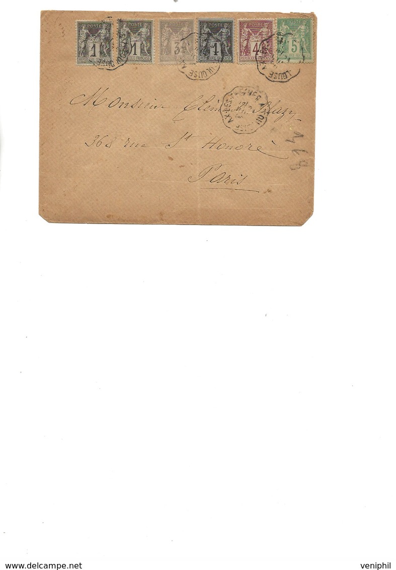 LETTRE AFFRANCHISSEMENT COMPOSE TYPE SAGE N°83+ 83b X2 +N° 87 + N° 88 +N° 102 - CAD CONVOYEUR AX LES THERMES - 1896 - 1877-1920: Semi-Moderne