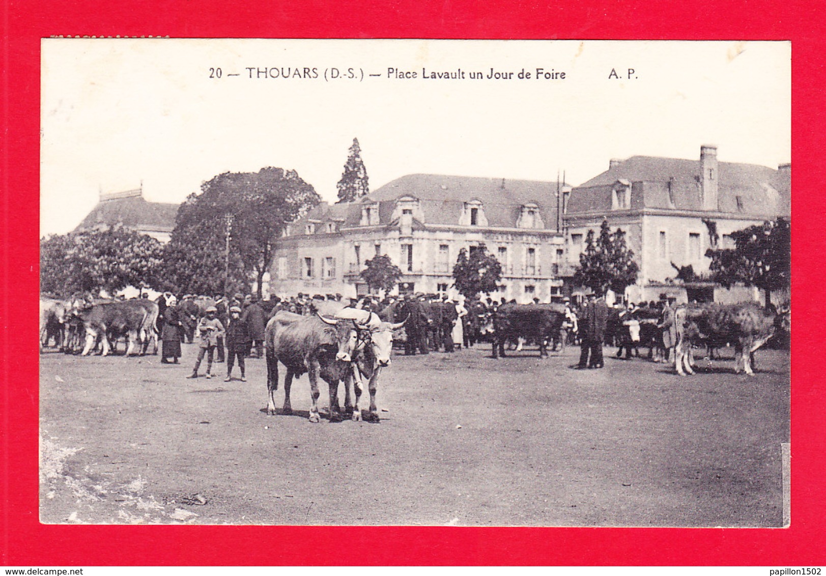 F-79-Thouars-28Ph61  La Place Lavault Un Jour De Foire Aux Bestiaux, Cpa - Thouars