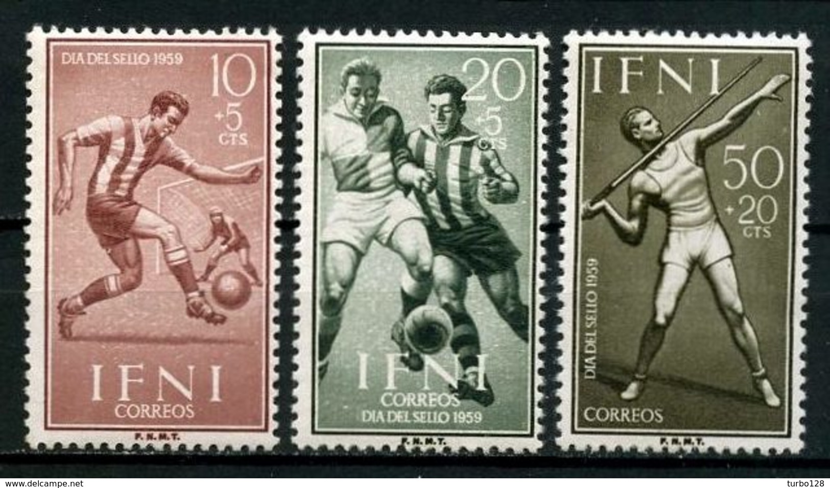 IFNI 1959 N° 130/132 ** Neufs MNH Superbes C 1,40 € Journée Timbre Sports Football Javelot - Ifni