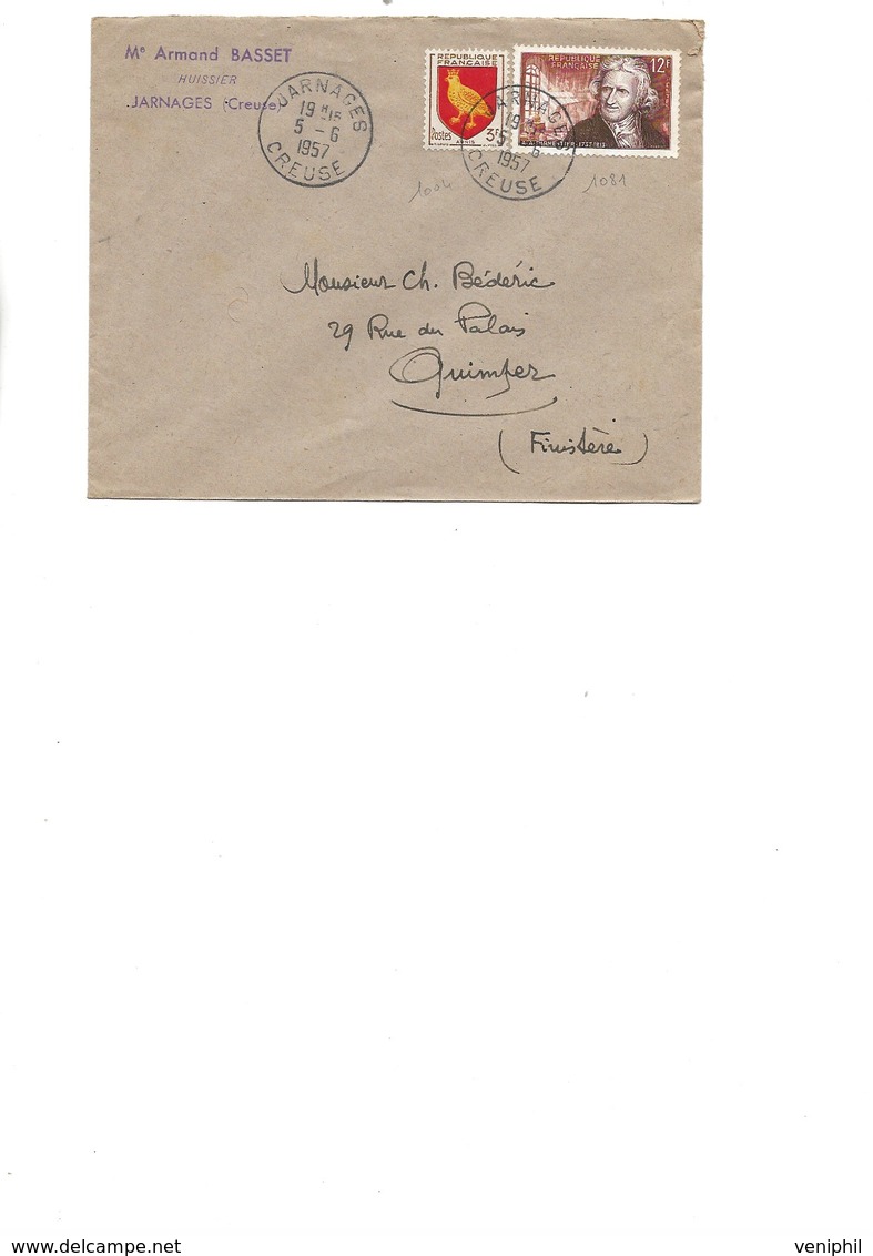 LETTRE AFFRANCHIE N° 1037 ET 1134 OBLITERE CAD SAINT - SEVER -CALVADOS 1958 - 1921-1960: Période Moderne