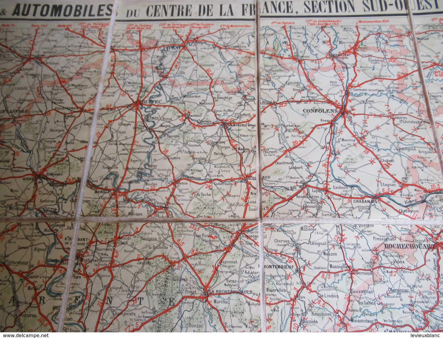 Carte Routière Ancienne Entoilée/Cartes TARIDE/N°16/Cycliste Et Automobiliste/Centre De La France Sud Ouest /1900 PGC312 - Cartes Routières