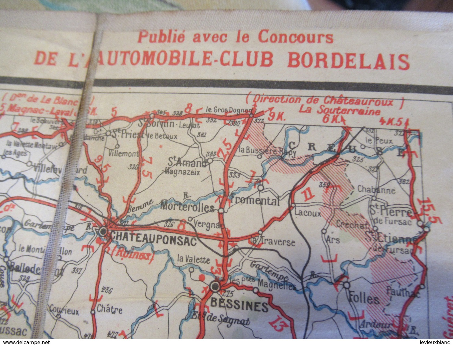 Carte Routière Ancienne Entoilée/Cartes TARIDE/N°16/Cycliste Et Automobiliste/Centre De La France Sud Ouest /1900 PGC312 - Wegenkaarten