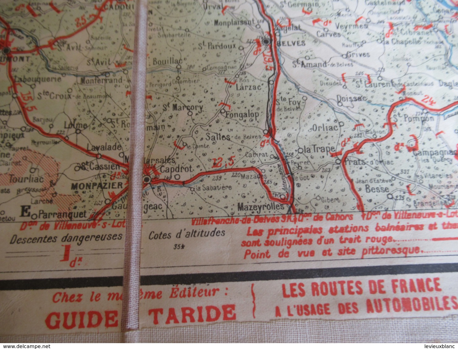 carte Routière ancienne entoilée/Cartes TARIDE/N°16/Cycliste et Automobiliste/Centre de la France Sud Ouest /1900 PGC312