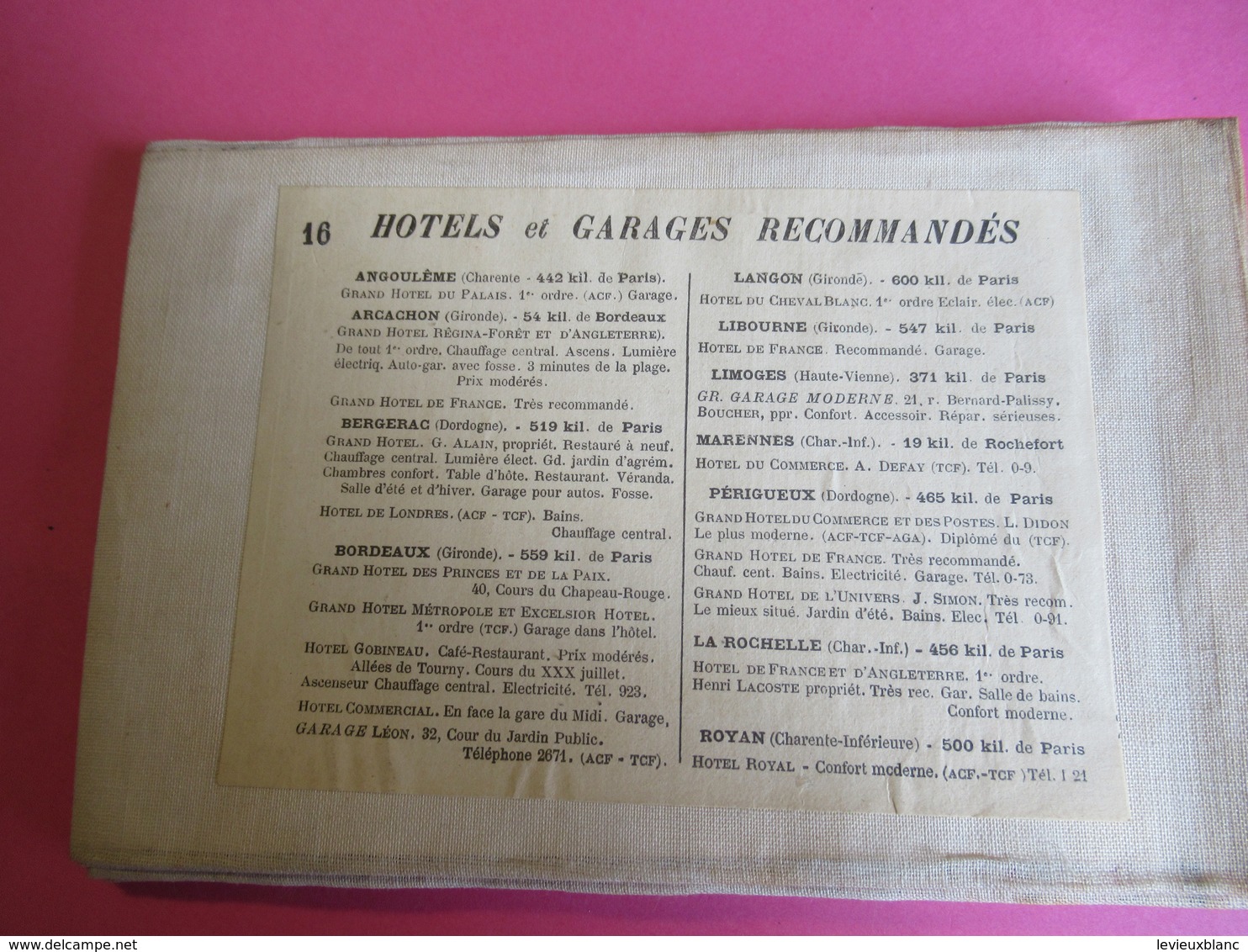 Carte Routière Ancienne Entoilée/Cartes TARIDE/N°12/Cycliste Et Automobiliste/Centre De La France Ouest /vers1900 PGC313 - Strassenkarten