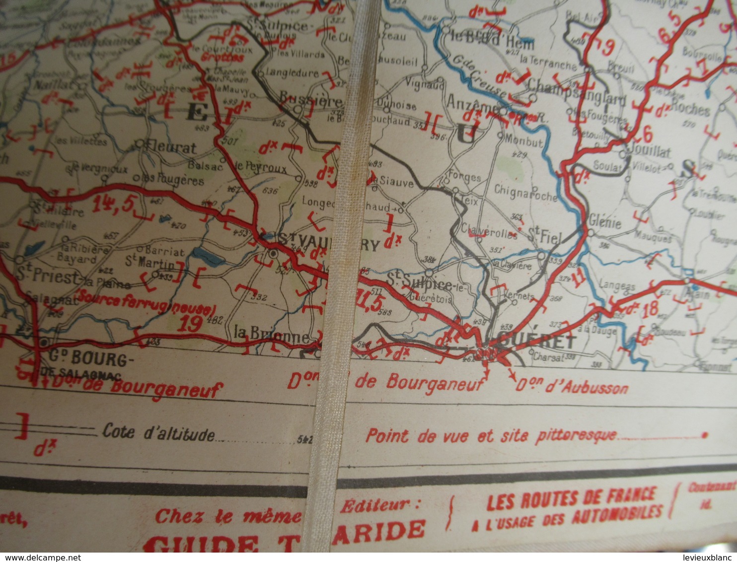 carte Routière ancienne entoilée/Cartes TARIDE/N°12/Cycliste et Automobiliste/Centre de la France Ouest /vers1900 PGC313