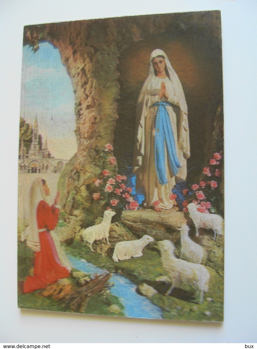 NOTRE DAME DE LOURDES RELIGIONE CATTOLICA  CARTOLINA PLASTICA 3D TRIDIMENSIONALE      VIAGGIATA  COME DA FOTO - Vergine Maria E Madonne