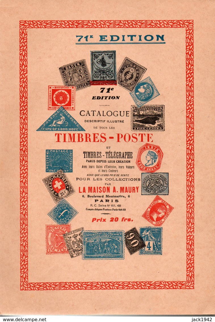 Catalogue A. Maury 1936, 71° édition - Des Timbres-poste Du Monde - France