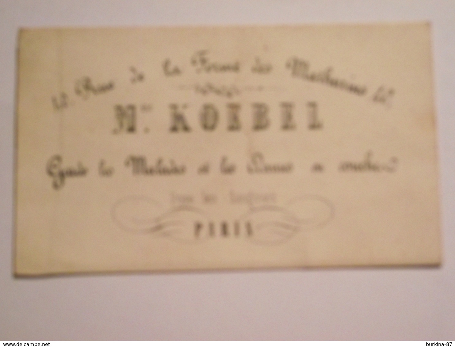 Carte De Visite, Mme KOEBEL, Vers 1900, Paris - Cartes De Visite