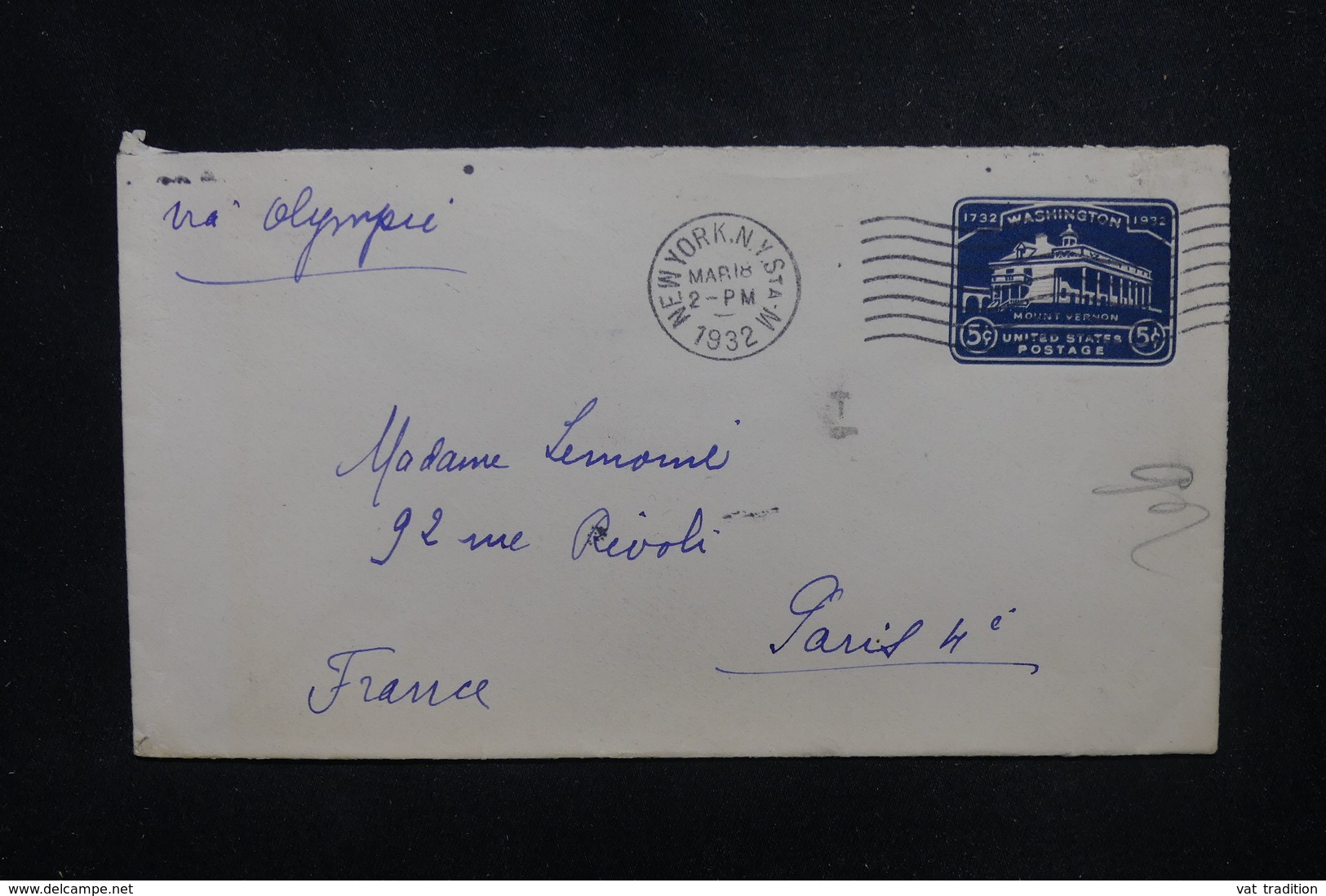 ETATS UNIS - Entier Postal De New York Pour Paris En 1932 - L 53724 - 1921-40