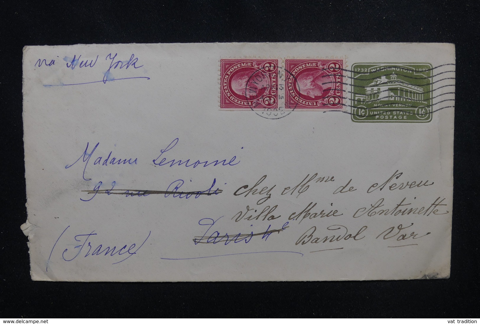 ETATS UNIS - Entier Postal + Compléments De New York Pour La France En 1932 - L 53726 - 1921-40