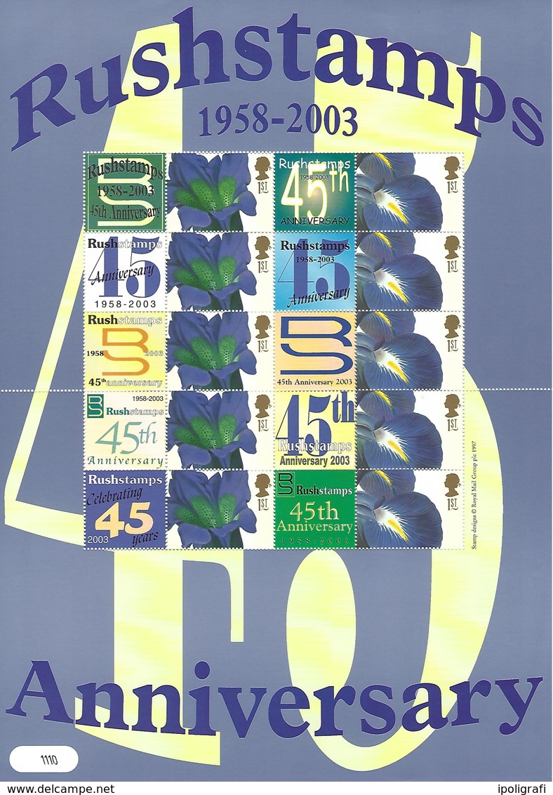 Gran Bretagna, 2003 45° Ann. Di Rushstamps, Smiler, Perfetto - Personalisierte Briefmarken