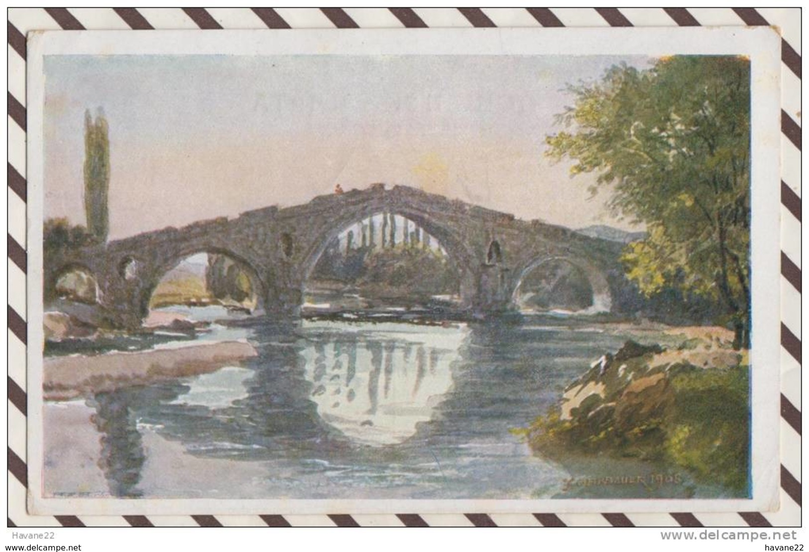 3AC317 KADIN BRUCKE RUSSIE ? AQUARELLE  2 Scans - Ponts