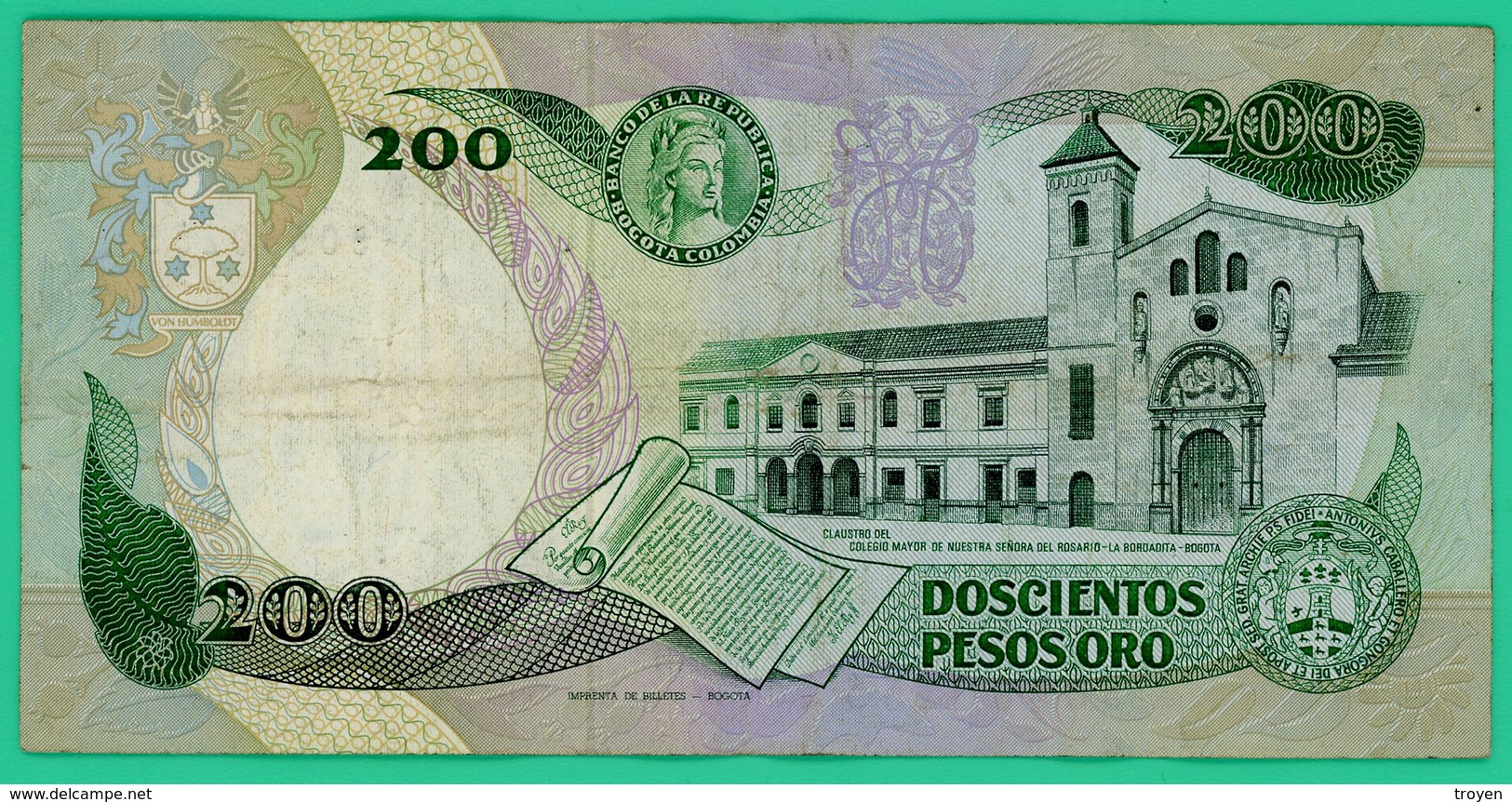 200 Pesos Oro - Colombie - 1/04/1983 - N° 80380255 - TB + - - Colombie
