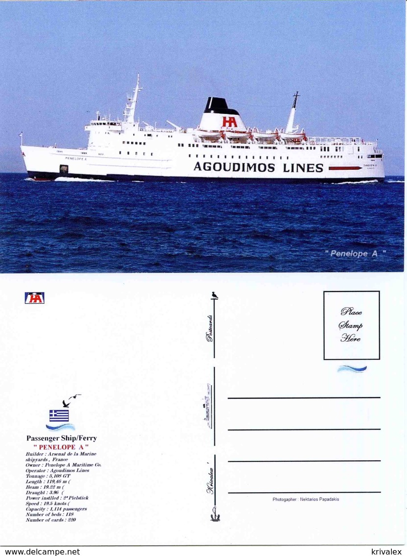 Ship Postcards - Passenger   Ship : " Penelope A    " Variant    Read Description - Other & Unclassified