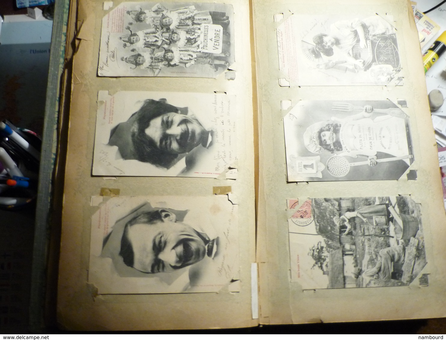 Lot de 696 cartes fantaisie Bergeret dans un gros album ancien de 232 pages