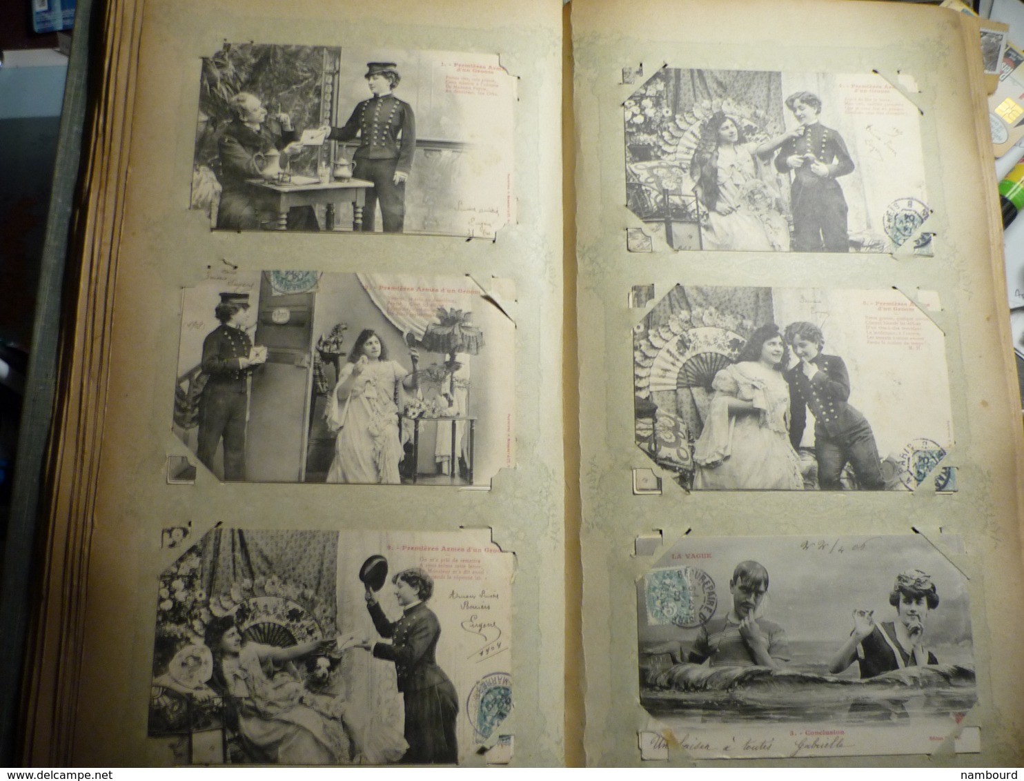 Lot de 696 cartes fantaisie Bergeret dans un gros album ancien de 232 pages